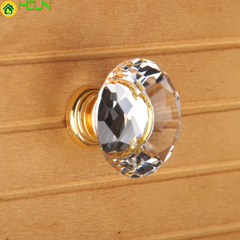 Furniture Hardware Knobs - Poignées de tiroir en cristal doré,