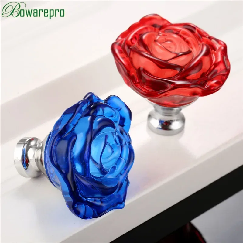 Furniture Hardware Accessories - Bowarepro 50MM cristal Rose verre poignée