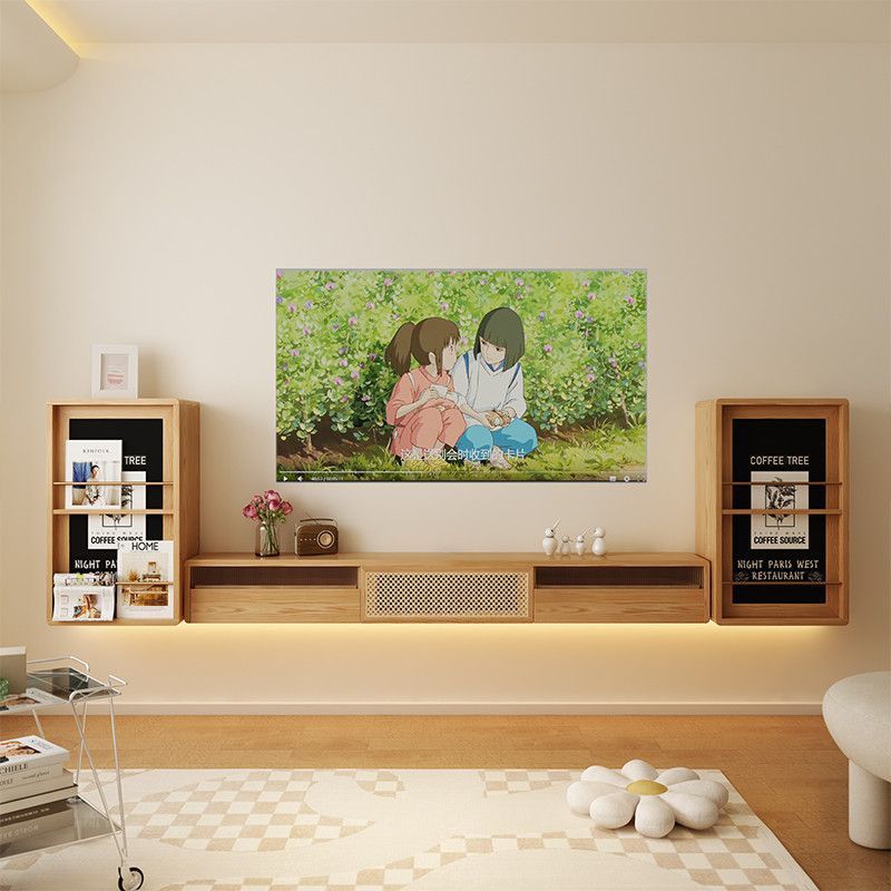 Japanese Furniture Hardware - Meuble TV suspendu en rotin et